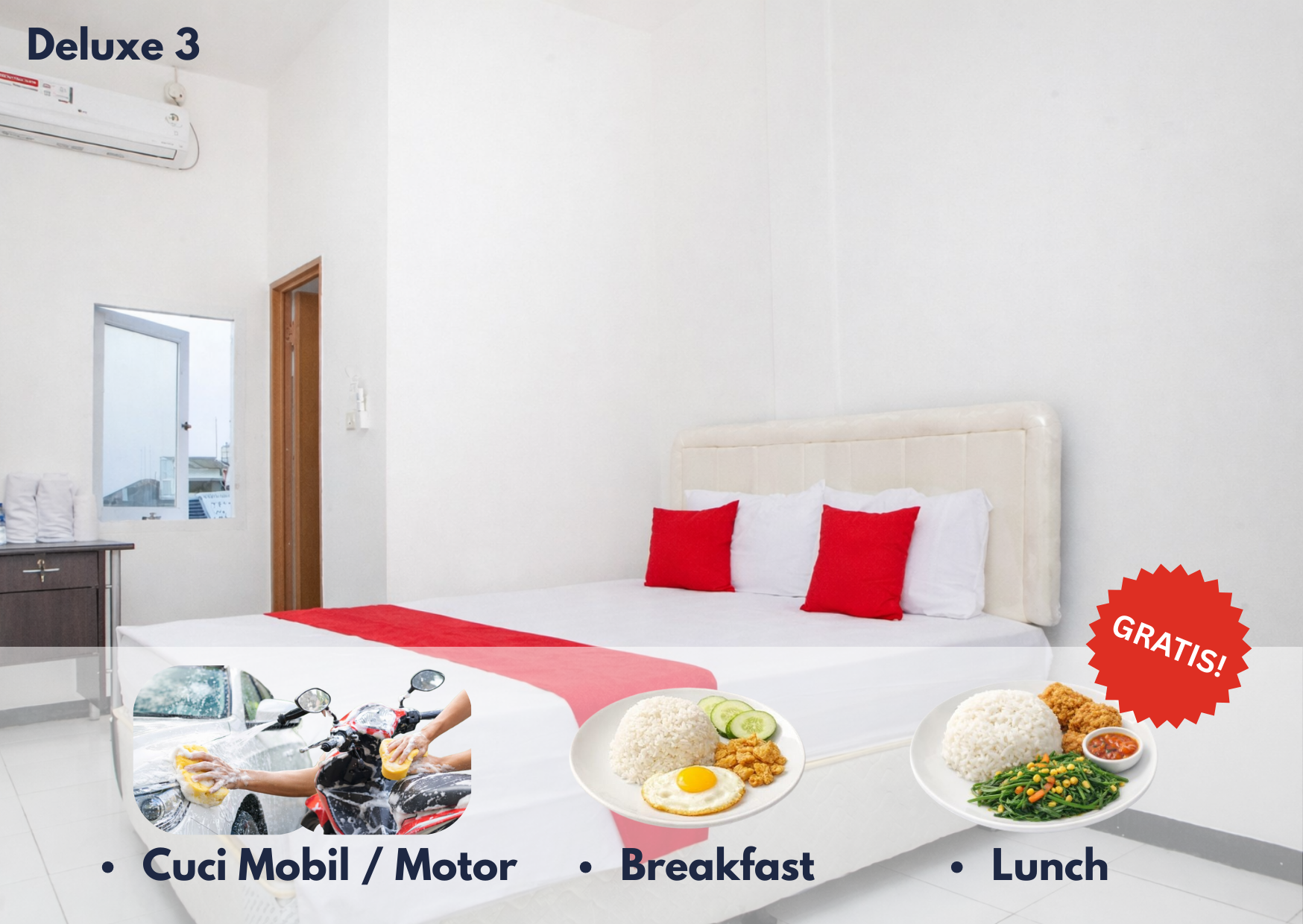 Bandung Deluxe 3 + GRATIS SARAPAN + MAKAN SIANG TIAP HARI+ CUCI MOTOR TIAP MINGGU